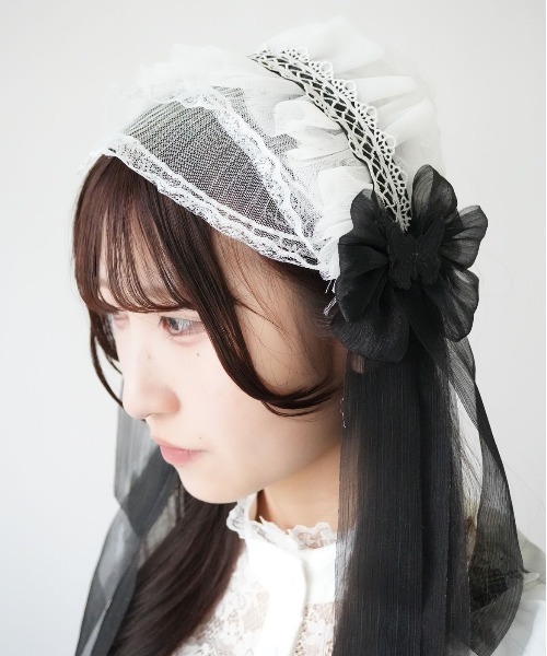 リボンレースヘッドドレス リボンレース ヘッドドレス（バレッタ/ヘアクリップ）｜SPINNS