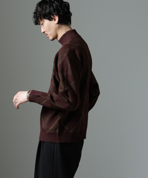 ダイヤモンド柄ハイネックニット NANO universe（ナノ・ユニバース） セーター ニット ダイヤ柄