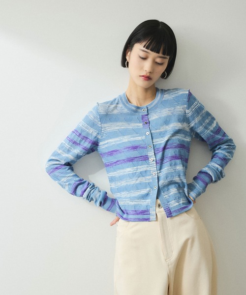 Adam et Rope&#39; - 【WEB限定・一部公式サイト限定カラー】パターンニットカーディガン ADAM ET ROPÉ FEMME(アダム エ ロペ ファム) / 【WEB限定・一部