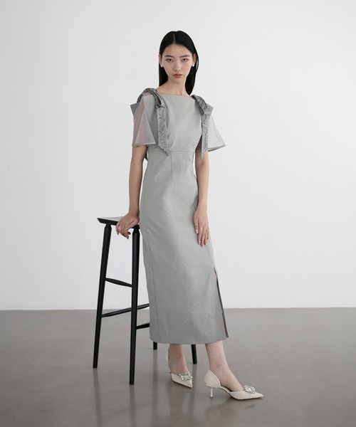 Leja ドレス 「LEJA」2WAY花柄リボンドットストーンIライン