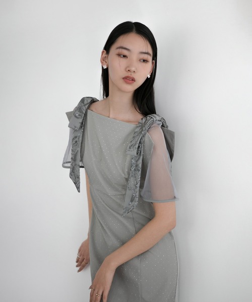 Leja ドレス 「LEJA」2WAY花柄リボンドットストーンIライン