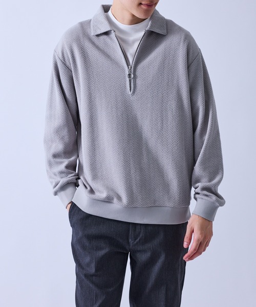 LE CERCLE par rope' トレーナー スウェット 変化編みジップアップポロ
