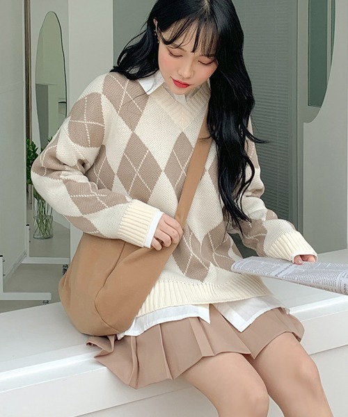 「SONA」 「MYMYT＆MONOCODE」長袖ニット FREE ライトブラウン レディース_画像3