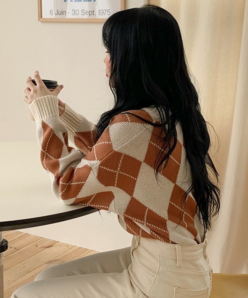 「SONA」 「MYMYT＆MONOCODE」長袖ニット FREE ライトブラウン レディース_画像6