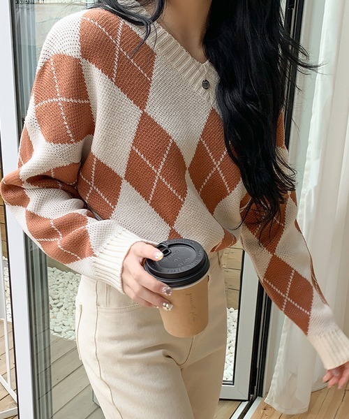 「SONA」 「MYMYT＆MONOCODE」長袖ニット FREE ライトブラウン レディース_画像7