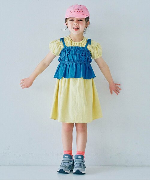 LITTLE GIRL SHIRRING ワンピース Amourire girl ワンピース シャーリングデザイン Tシャツ