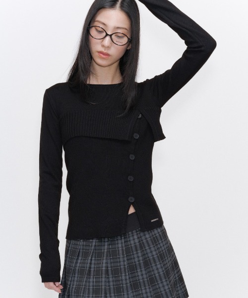 ニット セーター Layered flip knit レディース