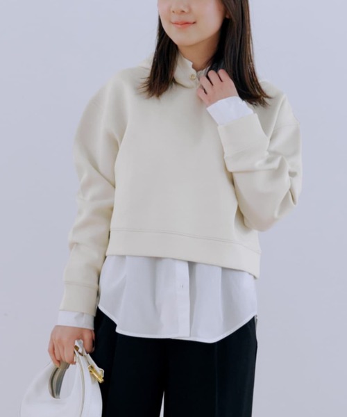 パーカー ダンボールニットショート丈フーディ 「低身長・小柄女性」 レディース
