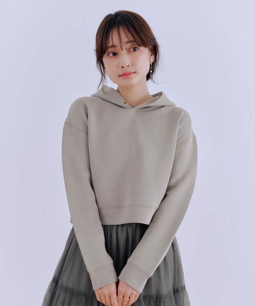 パーカー ダンボールニットショート丈フーディ 「低身長・小柄女性
