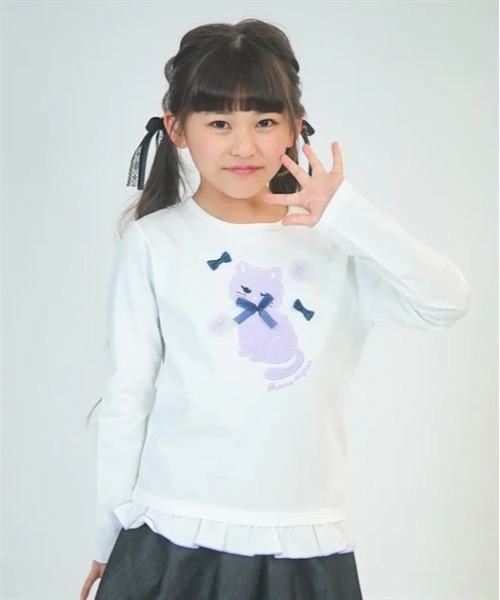 axes femme tシャツ ねこパッチワークTシャツ キッズ 子供服