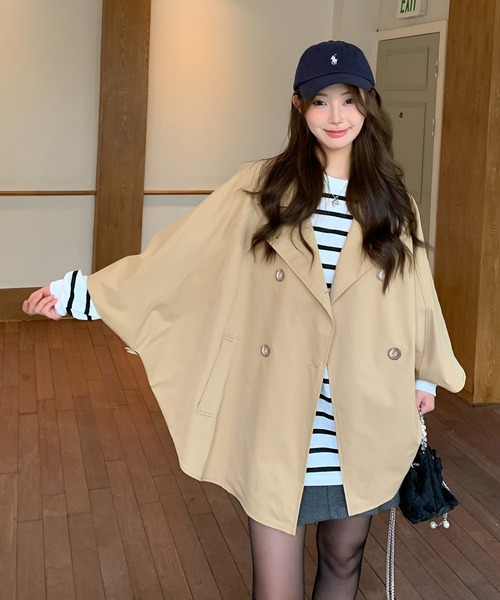 コート アウター オーバーサイズ トレンチ ポンチョコート レディース