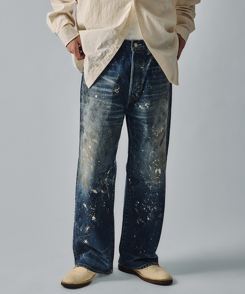 49500円タグ付試着のみJ.S.steadペンキ加工ワイドデニムパンツ JOURNAL STANDARD J.S HOMESTEAD ジーンズ J.S.Homestead / エイジング