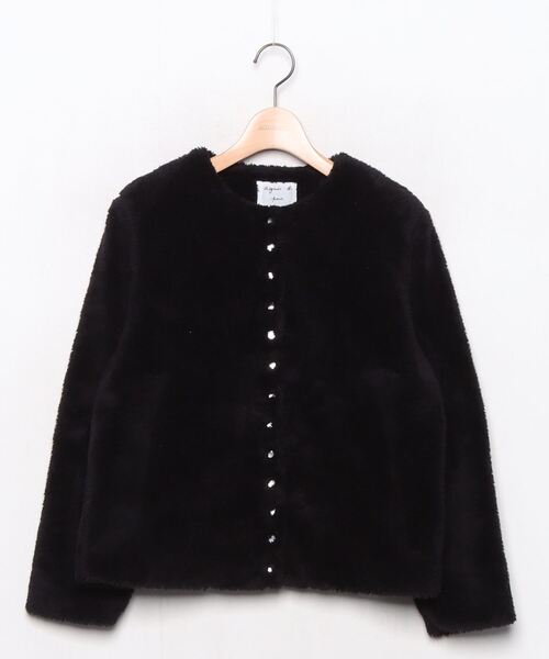 agnes b. アニエスベー ノーカラージャケット 38 ブラックフォーマル agnes b.（アニエスベー） ノーカラージャケット「Adam et Ropeコラボ
