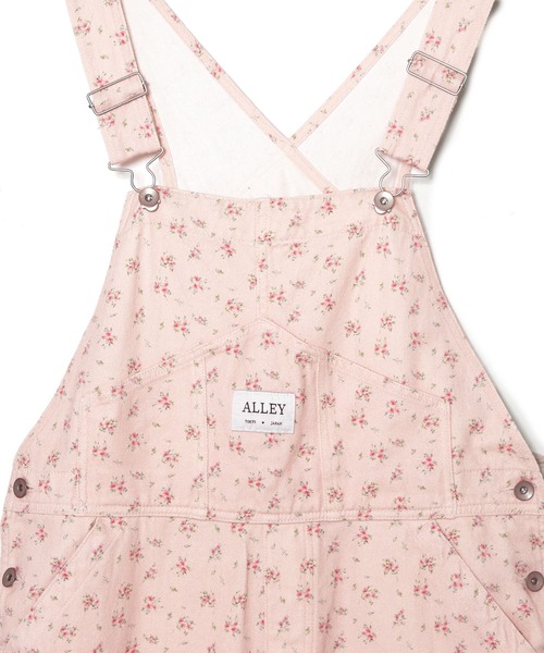 ALLEYby w closet花柄ピンクデニムオーバーオール