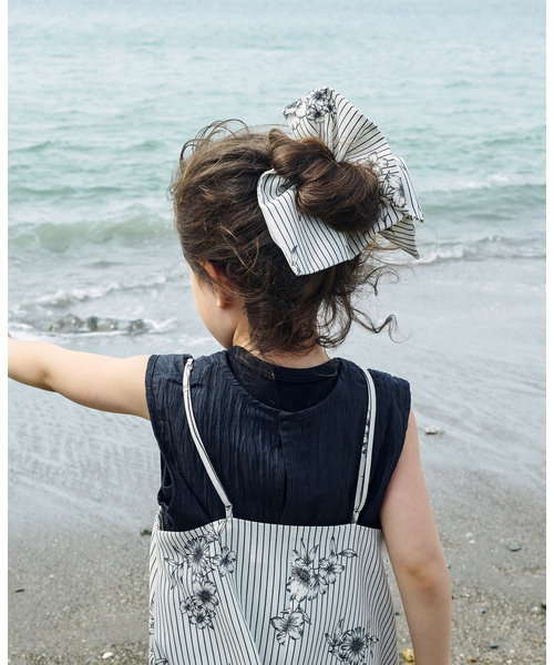 IENA ENFANT シュシュ ストライプフラワーシュシュ kids