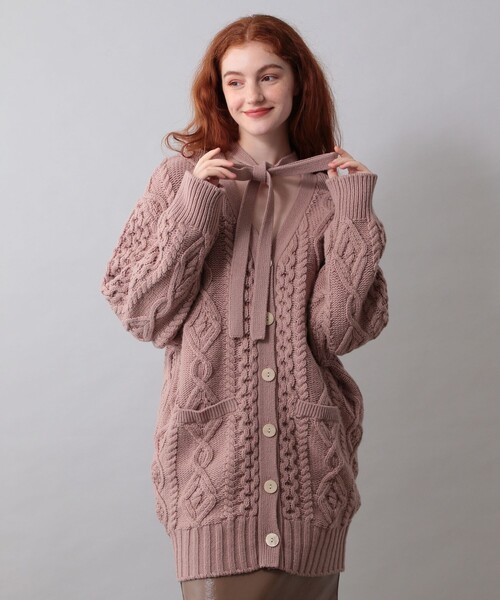 「ME COUTURE」 ニットカーディガン FREE ピンク レディース_画像6