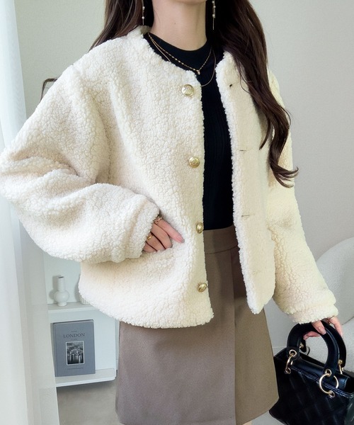 mily bilet ブルゾン アウター 「mily bilet」リッチ感漂うゴールド釦