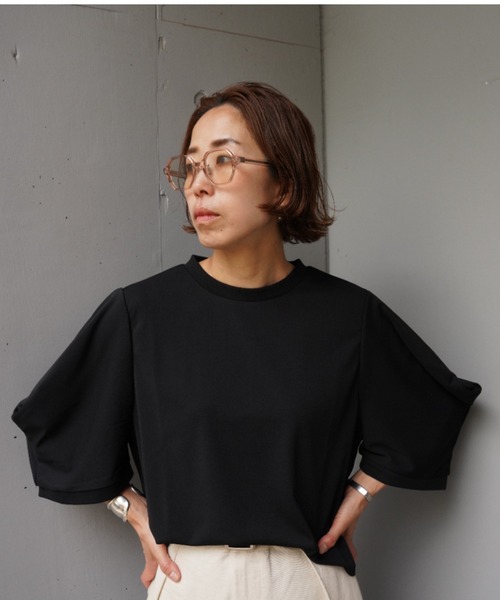 tシャツ DROIT BELLO(ドロイトベロ) 　袖タックドレープトップス レディース