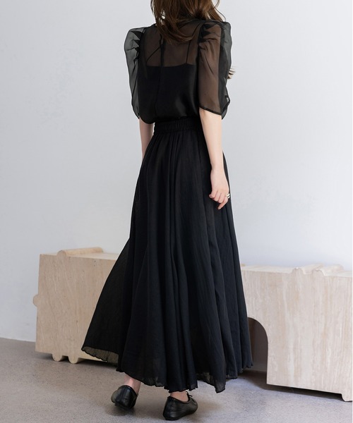 DAY CLOSET スカート 「ロング丈/透け防止裏地付き」メロウフリル