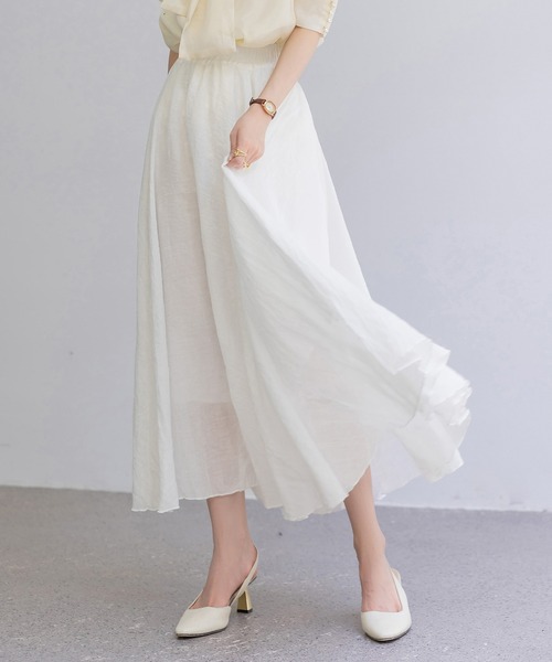 DAY CLOSET スカート 「ロング丈/透け防止裏地付き」メロウフリル