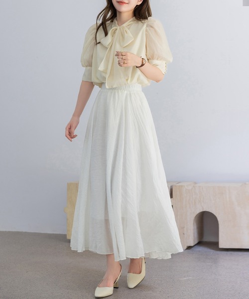 DAY CLOSET スカート 「ロング丈/透け防止裏地付き」メロウフリル