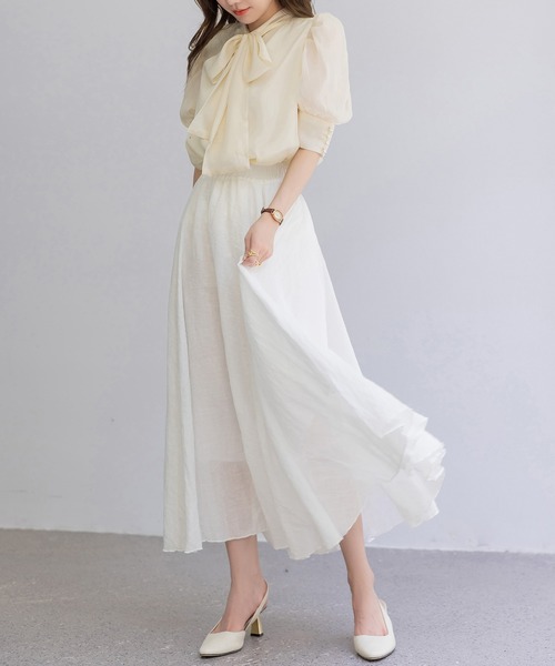 DAY CLOSET ロング スカート 夏 「ロング丈/透け防止裏地付き」メロウ