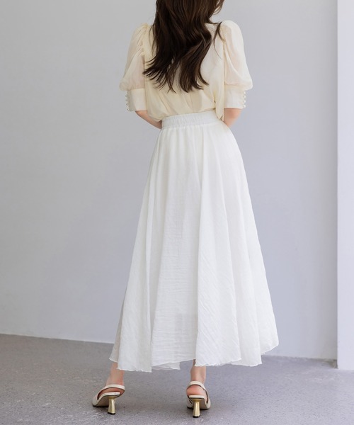 DAY CLOSET スカート 「ロング丈/透け防止裏地付き」メロウフリル