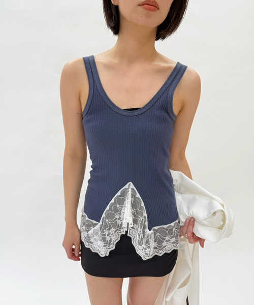 タンクトップ ノースリーブ angielala LULU レースタンクトップ レディース