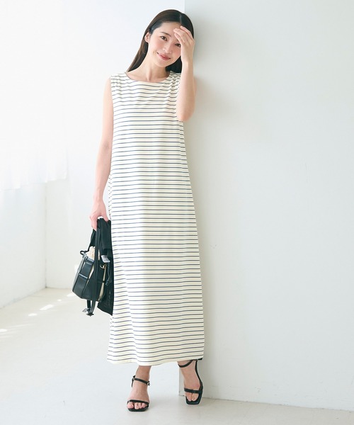 ワンピース Norika21 セール】ウエストタックキーネックワンピース（ワンピース