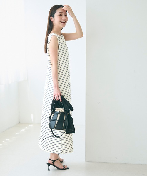 ワンピース Norika21 セール】ウエストタックキーネックワンピース（ワンピース
