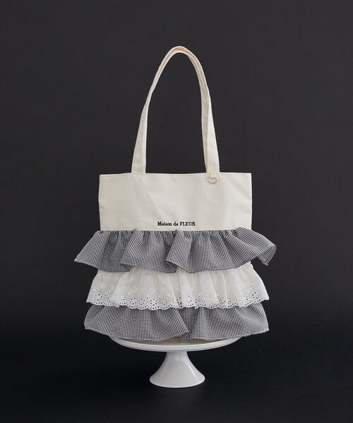 Maison de FLEUR フリルトートバッグ Maison de FLEUR トートバッグ フロントフリルトートバッグ
