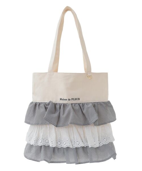 Maison de FLEUR フリルトートバッグ Maison de FLEUR トートバッグ フロントフリルトートバッグ