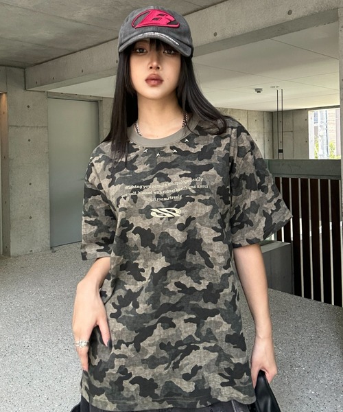KsG tシャツ カモフラージュスタッズTシャツ レディース メンズ