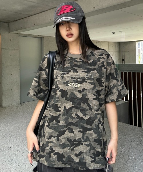 KsG tシャツ カモフラージュスタッズTシャツ レディース メンズ