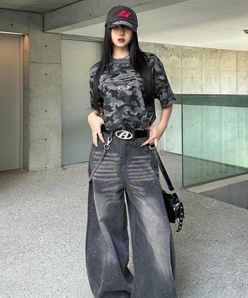 KSG　Tシャツ KsG tシャツ カモフラージュスタッズTシャツ レディース メンズ
