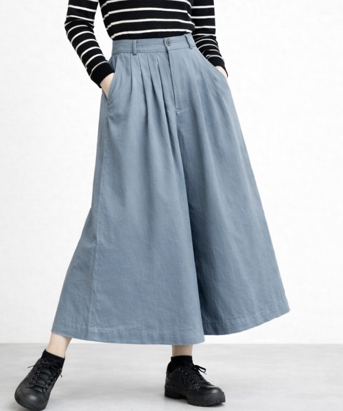 スラックス パンツ 「選べる6カラー/S〜XLサイズ展開♪」タック入りワイドガウチョパンツ レディース | Sally Lunn | 22