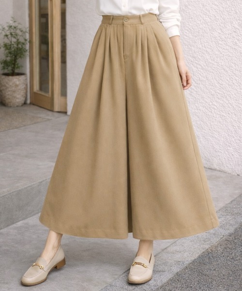スラックス パンツ 「選べる6カラー/S〜XLサイズ展開♪」タック入りワイドガウチョパンツ レディース | Sally Lunn | 26