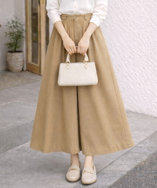 スラックス パンツ 「選べる6カラー/S〜XLサイズ展開♪」タック入りワイドガウチョパンツ レディース | Sally Lunn | 25