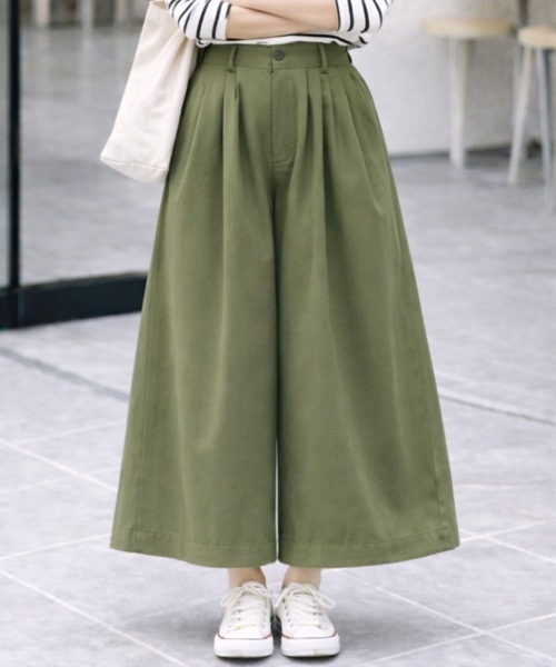 スラックス パンツ 「選べる6カラー/S〜XLサイズ展開♪」タック入りワイドガウチョパンツ レディース | Sally Lunn | 15