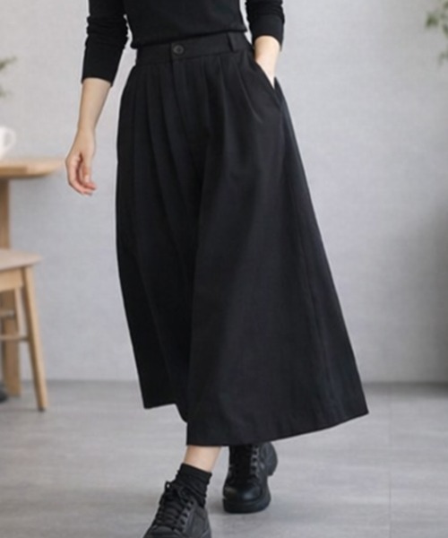 スラックス パンツ 「選べる6カラー/S〜XLサイズ展開♪」タック入りワイドガウチョパンツ レディース | Sally Lunn | 08