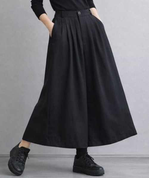 スラックス パンツ 「選べる6カラー/S〜XLサイズ展開♪」タック入りワイドガウチョパンツ レディース | Sally Lunn | 09