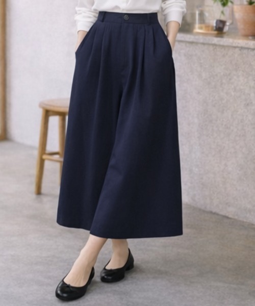 スラックス パンツ 「選べる6カラー/S〜XLサイズ展開♪」タック入りワイドガウチョパンツ レディース | Sally Lunn | 10