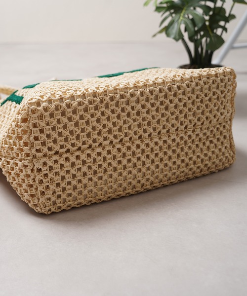 トートバッグ サガラ刺繍 編み込み / Sagara embroidery woven tote