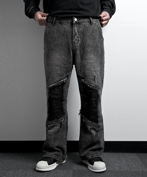 【JOHNNY WOLF】ジョニーウルフ 裾ジップ シワ加工 スキニー デニム JOHNNY WOLF（ジョニーウルフ） ジーンズ NIER ファスナーアレンジ