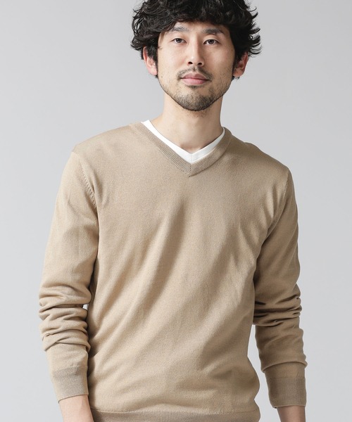 「NANO universe」 Vネックニット S グレー メンズ