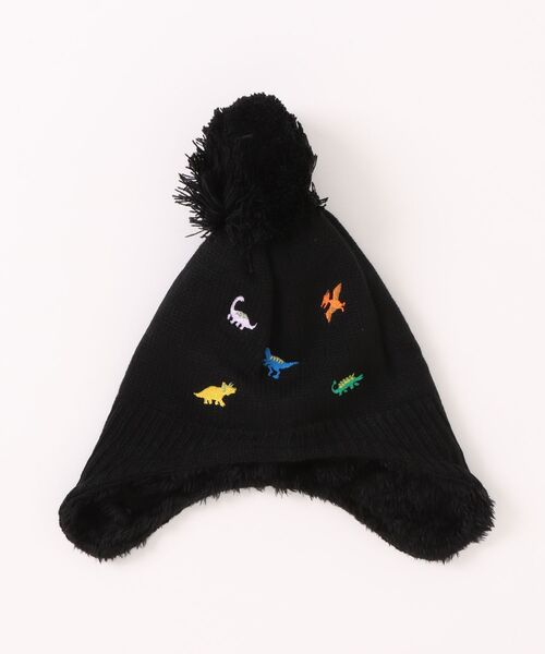 Kids Foret（キッズフォーレ） ニット帽 ニットキャップ 恐竜刺繍