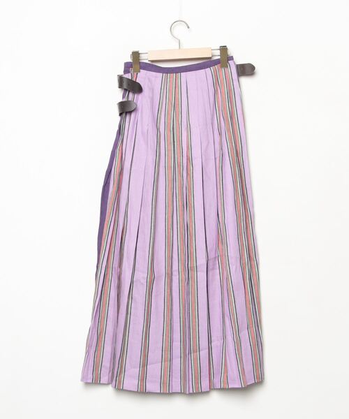 「O'NEIL of DUBLIN」 ストライプ柄ロングスカート 6 パープル レディース_画像2