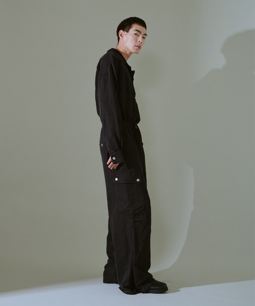 CAMPHOR WOOD オールインワン snow-wash faded rayon nylon l/s jump