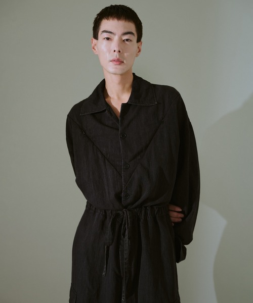 Camphor wood オールインワン snow-wash faded rayon nylon l/s jump