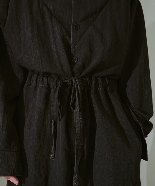 Camphor wood オールインワン snow-wash faded rayon nylon l/s jump